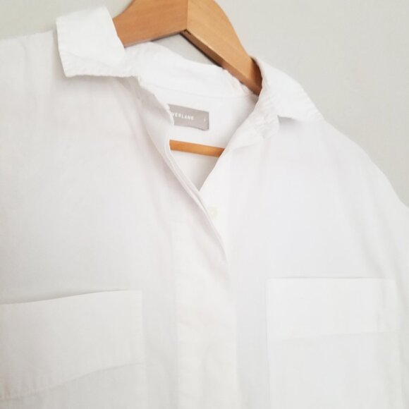 Everlane The Poplin Short-Sleeve Box Shirt Size S White 100%Cotton Relaxed Fit - Picture 9 of 16